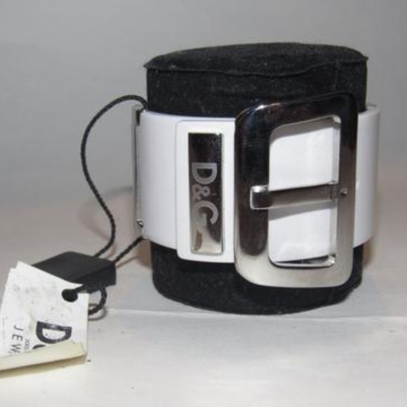 Dolce & Gabbana White Dense Lucite Plastic Chrome
